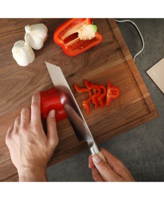 14 Piece Full Tang Forged Light Pakka Wood Kitchen Knife Set with High Carbon German Steel Blades and Protective Sheaths.