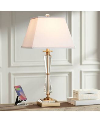 Heath 31 5/8" Tall Large Traditional End Table Lamp USB Port Luxe Crystal Single Living Room Charging