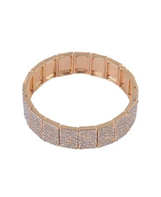 Tone Tile Stretch Bracelet with Pave Crystal Stone Accents