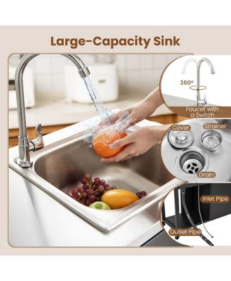 56 in Outdoor Grill Table with Sink and Stainless Steel Top