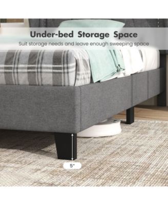 Bed Frame with Button Tufted Wingback Headboard Storage