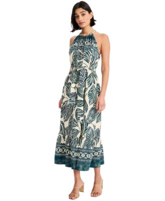 Women's Halter Neck Printed Midi Dress