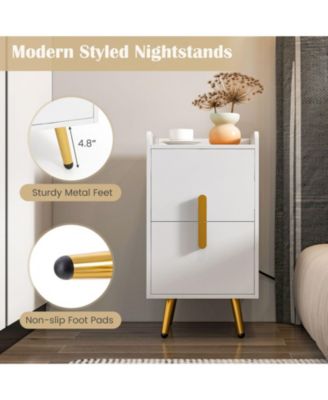 Nightstand with 2 Drawers and USB Charging Ports