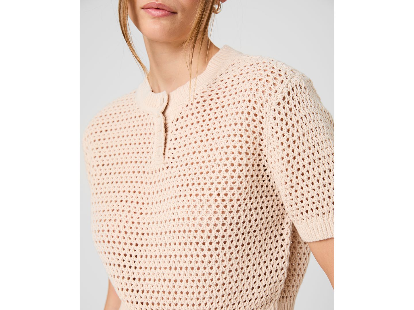 Женский топ French Connection Knit Short-Sleeve, цвет: Seashell — фото 4