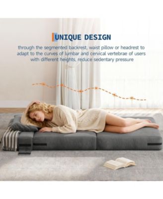 72" Folding Sofa Bed, Convertible Futon Couch with Pillow, Linen Fabric Sleeper Chair