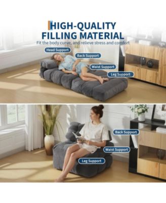 Folding Sofa Bed 2-Pack, Convertible Sleeper Chair with Pillow and Back Support