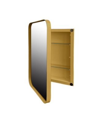 16x24 Inch Recessed Metal Framed Cabinet with Mirror and Adjustable Shelves Wall Mirror with Storage for Bathroom.