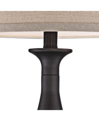 Ben Rustic Farmhouse Table Lamps 25" High Set of 2 Dark with Table Top Dimmers Linen Drum Shade for Bedroom Living Room Home