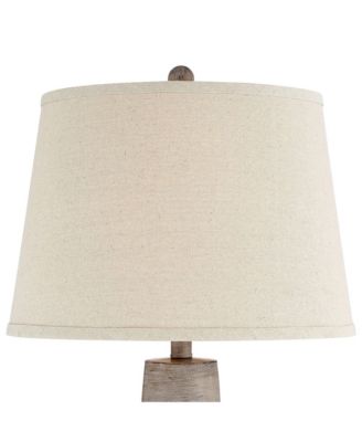 Glenn Rustic Farmhouse Table Lamps Set of 2 with Round Risers 28 1/2" Tall Neutral Fabric Drum Shade for Bedroom Living Room Nightstand