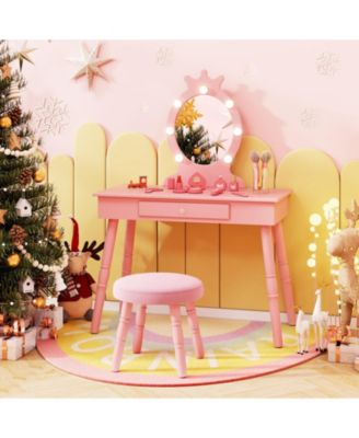 Kids Vanity Set with LED Lighted Mirror and Adjustable Brightness