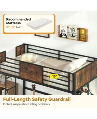 Loft Bed with Safety Guardrails and Ladder