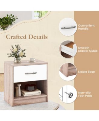 Compact Bedside Table with Drawer and Open Storage Shelf