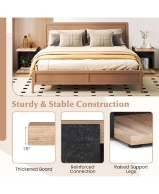 16.5 in Mid-Century 2-Tier End Table with Open Storage Shelf, Oak