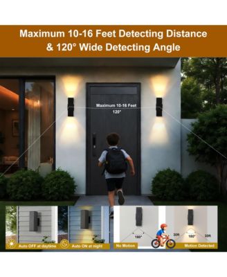 2-Pack Dusk to Dawn Outdoor Wall Sconce, Square Sensor Light for Porch Patio Garage