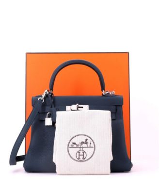 Kelly 28 Handbag Green Clemence with Palladium Hardware