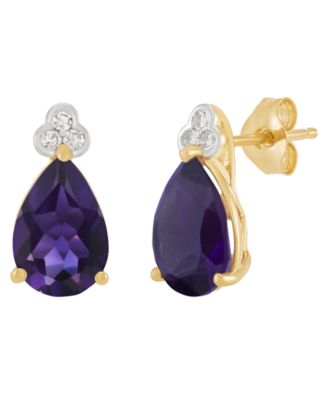 Amethyst (2-1/5 ct. t.w.) & Diamond Accent Stud Earrings in 14k Yellow Gold (Also Available in Multi-Stones)