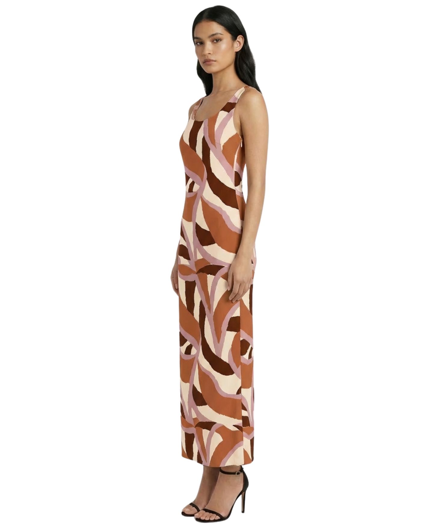Женское платье Donna Morgan Aria Scoop Neck Midi, цвет: Кремовый / Кирпичный — фото 2