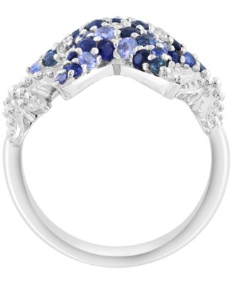 White Sapphire (1/4 ct. t.w.) & Blue Sapphire (1-1/5 ct. t.w.) Ring in Sterling Silver with White Rhodium