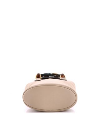Small Diana Bamboo Handle Round Tote Leather