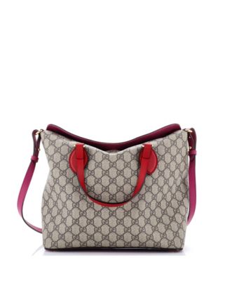 Medium Signature Fold Over Tote GG Coated Canvas with Leather