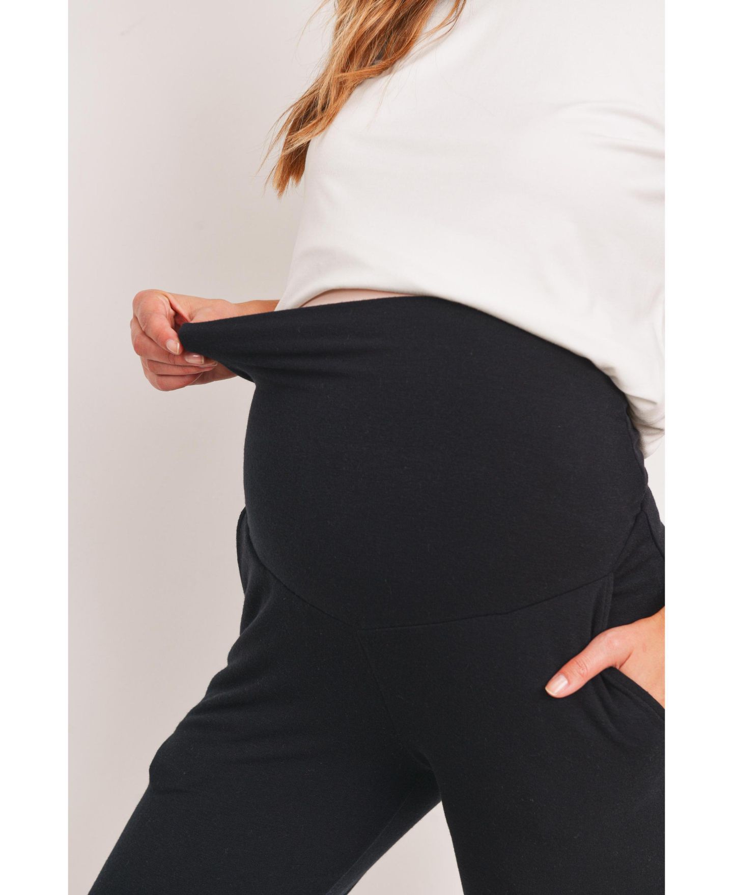 Женские брюки Hello Miz Maternity Over-the-Belly Wide Leg Lounge Pants, цвет: Чёрный — фото 5