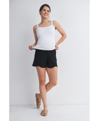 Maternity Relaxed Fit Lounge Shorts with Front Pockets and Drawstring