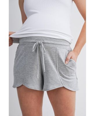 Maternity Relaxed Fit Lounge Shorts with Front Pockets and Drawstring