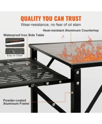Folding Camping Kitchen Table with Sink Side Tables and Storage Shelves
