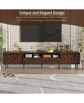 78" Modern TV Stand for TVs , Entertainment Center with Storage Cabinets, 2 Drawers and Open Shelves, Media Console for Living Room