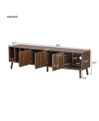 70" TV Stand for TVs , Media Console Table with 3 Doors and Vertical Open Shelves, Modern Entertainment Center for Living Room