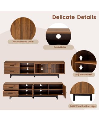 78 inch TV Stand for TVs, Walnut Media Console Table, Entertainment Center with Deep Drawers and Cable Management for Living Room