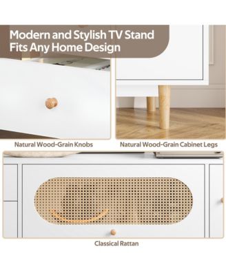 Minimalist TV Stand for TVs  Media Console Entertainment Center with Storage Cabinet and 2 Drawers for Living Room