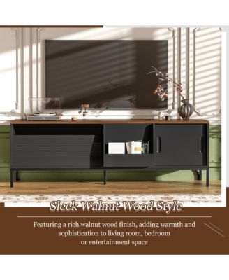 70.8 Media Console for Up to 75 TVs, Entertainment Center with Drawer, Sliding Doors and Adjustable Shelves for Living Room