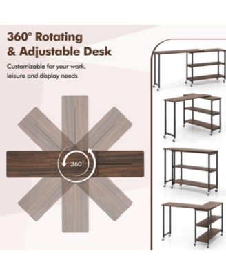 360-Degree Rotating Sofa Side Table with Wheels and Storage, 40-60 in