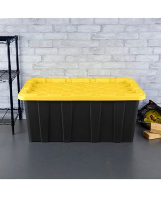 38 Gallon Industrial Stackable Storage Tote Lidded Containers, 8 Pack