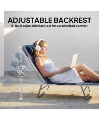 Foldable Reclining Pool and Beach Chair w/ Pillow, Dark