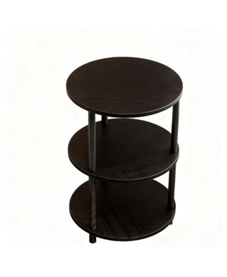 Small Round End Table 3 Tier Industrial Nightstand Side shelf Bedroom Living Room