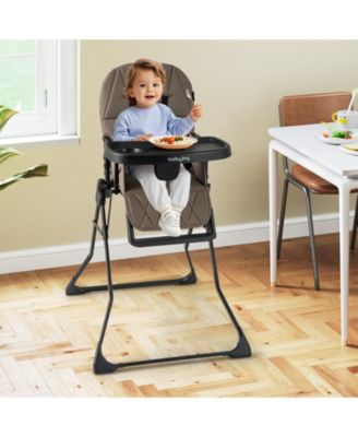Compact Baby High Chair with Removable Tray and PU Cushion