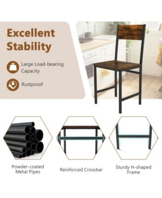 Dining Chairs Set of Four with Metal Legs and Slanted Back