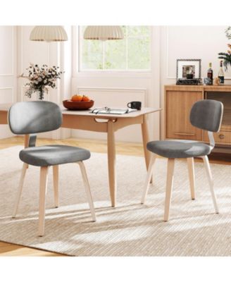 Chenille Upholstered Wooden Dining Chairs Set of Two