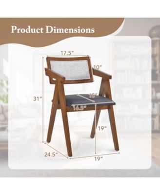 Mid Century Wooden Accent Chairs Set with Padded Seats