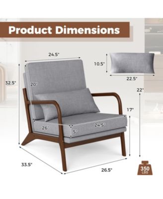 Modern Accent Chair with Wood Armrests and Removable Back