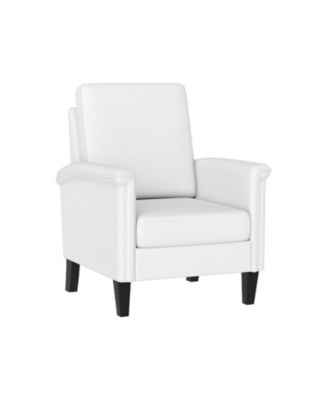 Farmhouse Floral Accent Chair with Solid Wood Legs and High Back