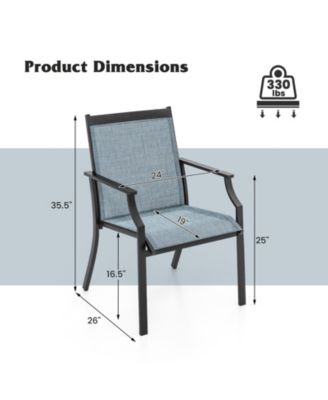2 Piece Patio Dining Chairs with Breathable Seats and Metal Frame