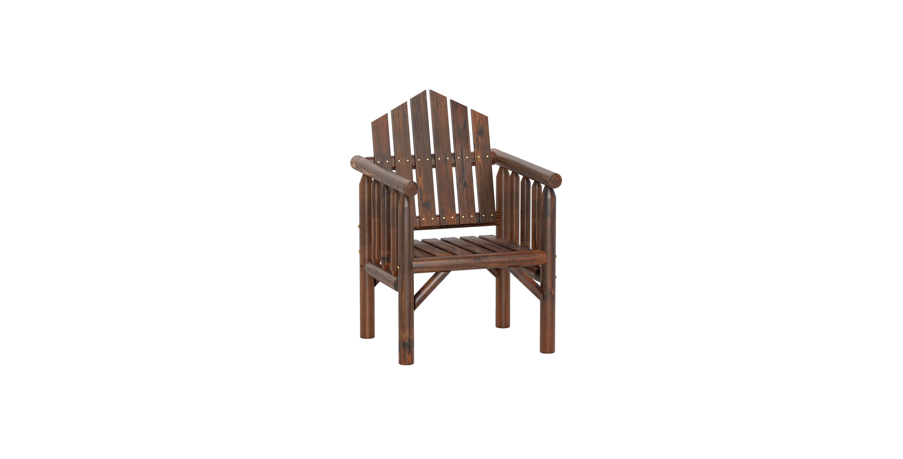 Sugift Outdoor Wooden Patio Dining Chair with Armrests