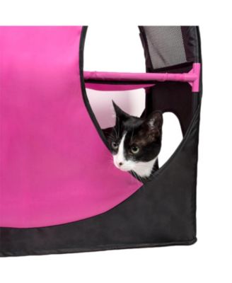 Zeus and Ruta Collapsible Cat Playpen Folding Soft Pet Obstacle Course Indoor Outdoor Travel Kitten House Bed