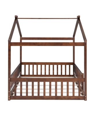 Full Size Wood House Bed Fence