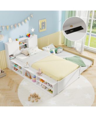 Bed Frame with Trundle and Built In Power Outlets