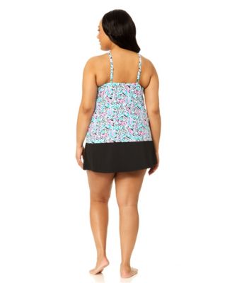 Plus Size High-Neck Underwire Tankini Top