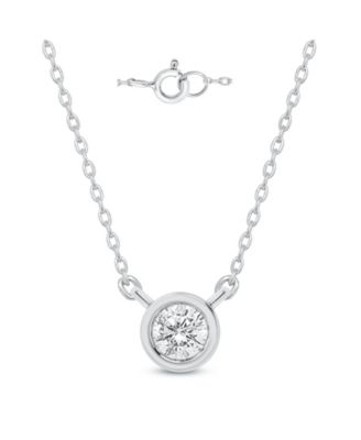 Lab-Created Diamond Bezel Solitaire Pendant Necklace (1/5 ct. t.w.) in Sterling Silver, 18" + 2" extender